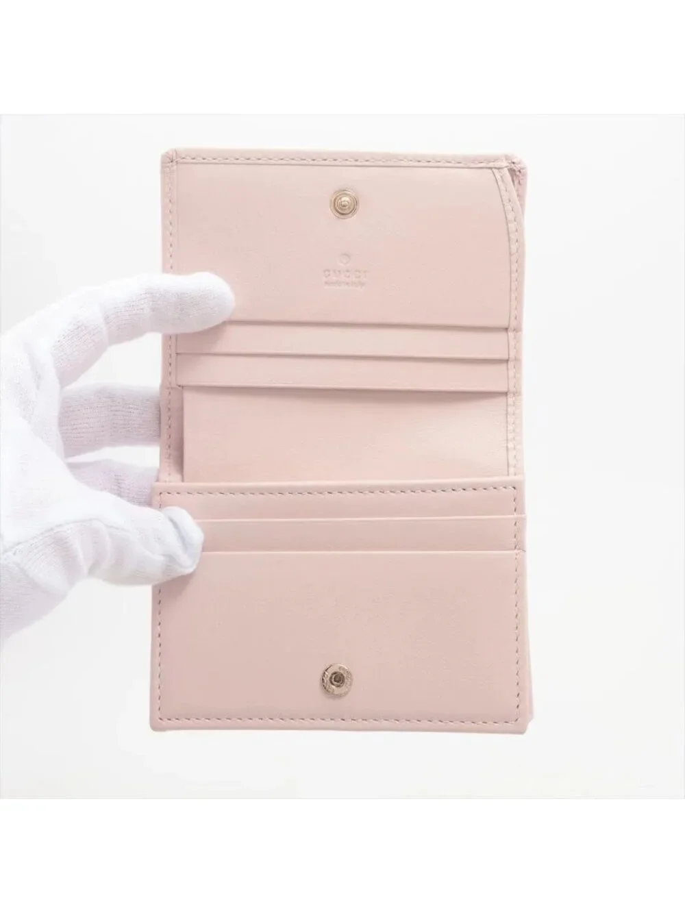 Gucci GG Emblem Compact Wallet Leather Bifold Pink
